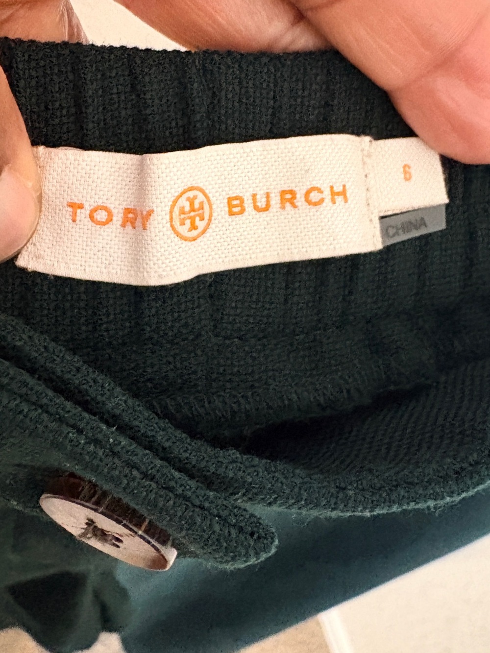 Tory Burch Dark Green Knit Pants 98% Wool